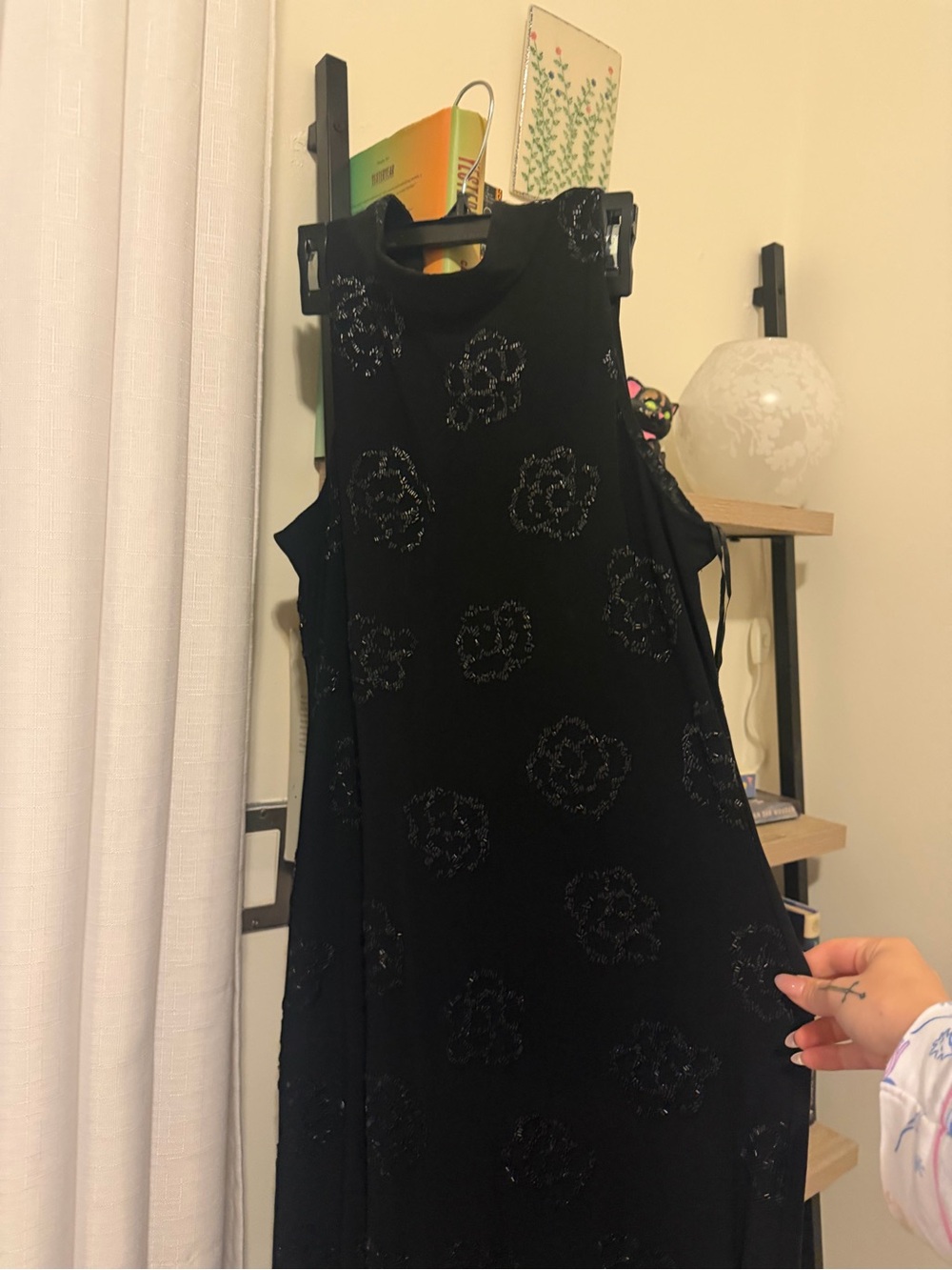Black halter neck Sparkle Floral Dress